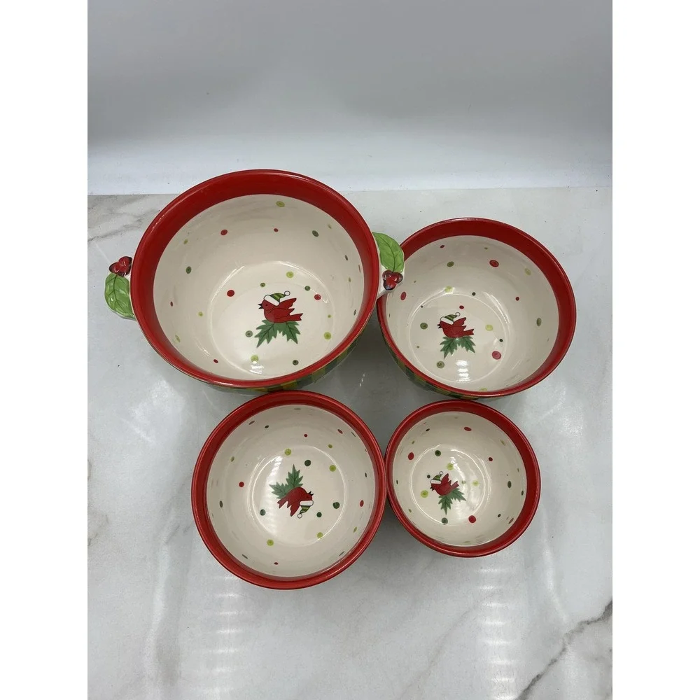 Temp-tations Winter Whimsy Nesting Mixing Bowl Set Holiday Snowman Santa Penguin